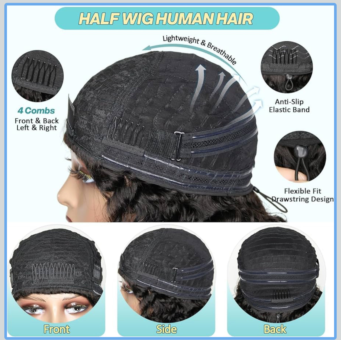 Burmese Curly Half Wig